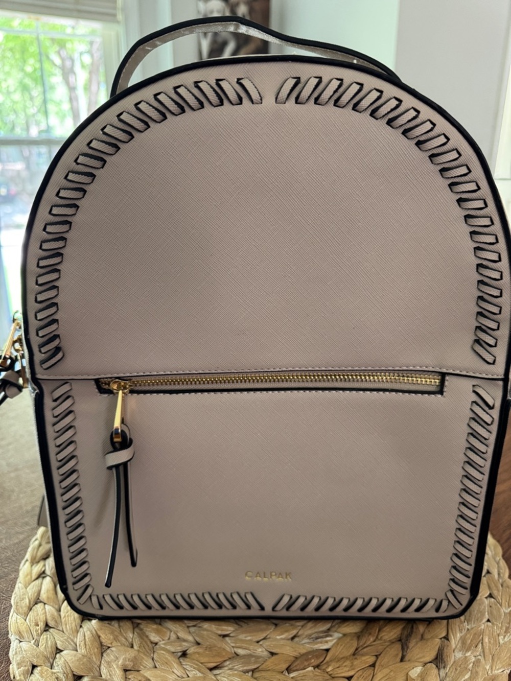 Calpak Blush Backpack with Black Trim & Gold Hardware